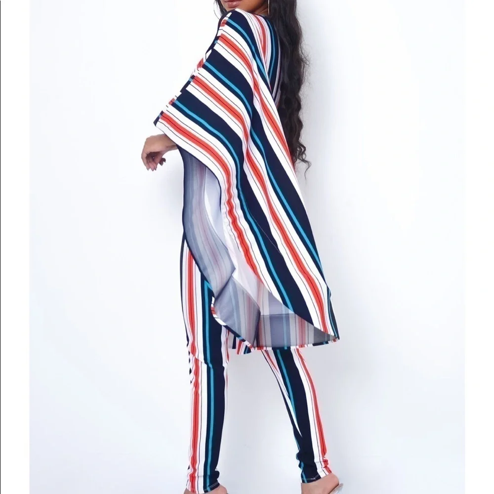 Monoco Stripe Jumpsuit with Wing Sleeves - Picture 2 of 3